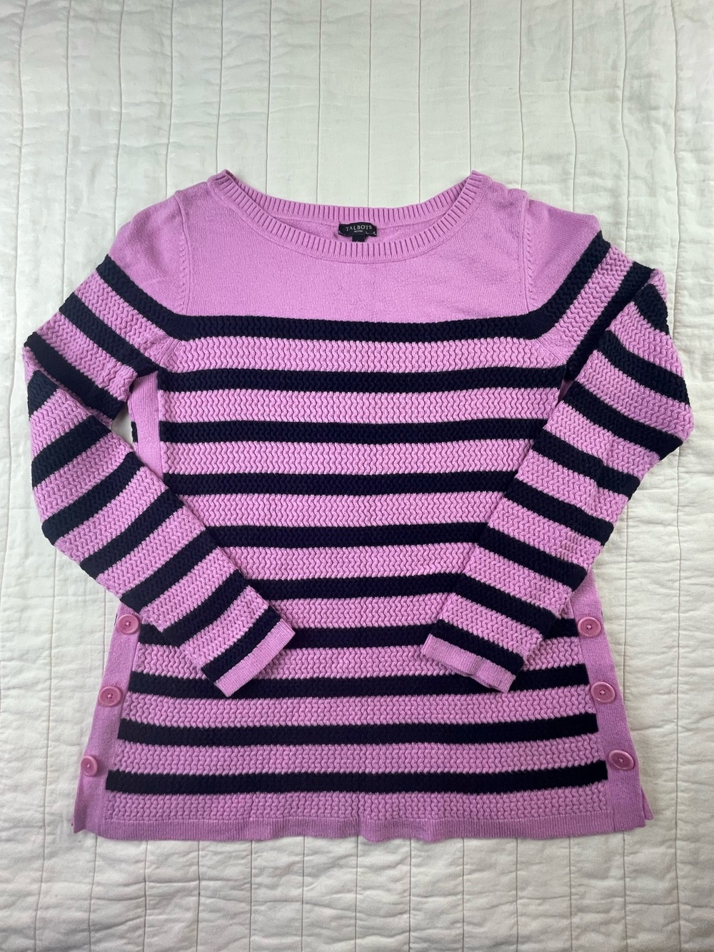 Talbots Pink Striped Sweater Petite Small